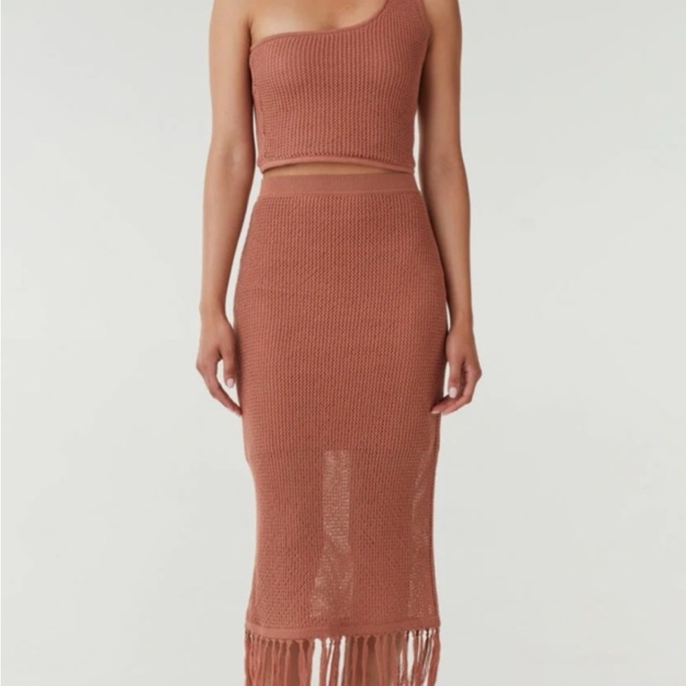 🏝️NWT VETTA🍹ONE SHOULDER KNIT SET IN CLAY SIZE SMALL